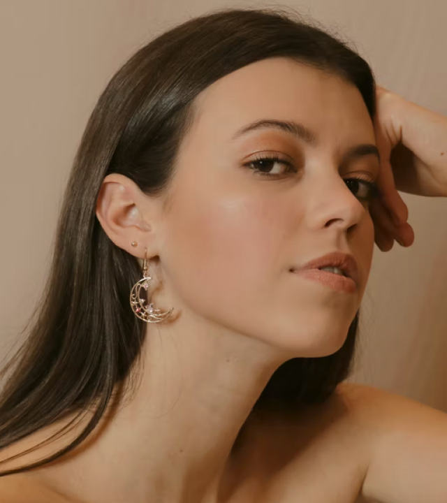 Crystal Filigree Earrings with Pearls - Image 3