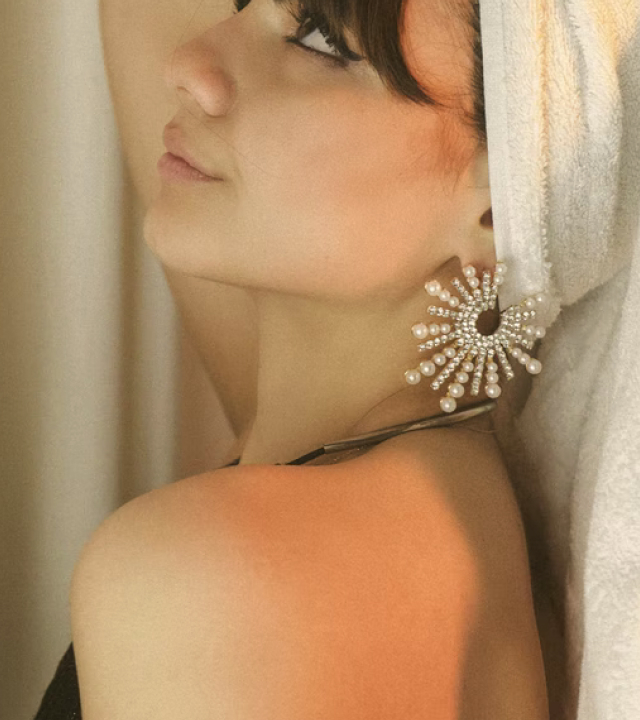 Crystal Filigree Earrings with Pearls